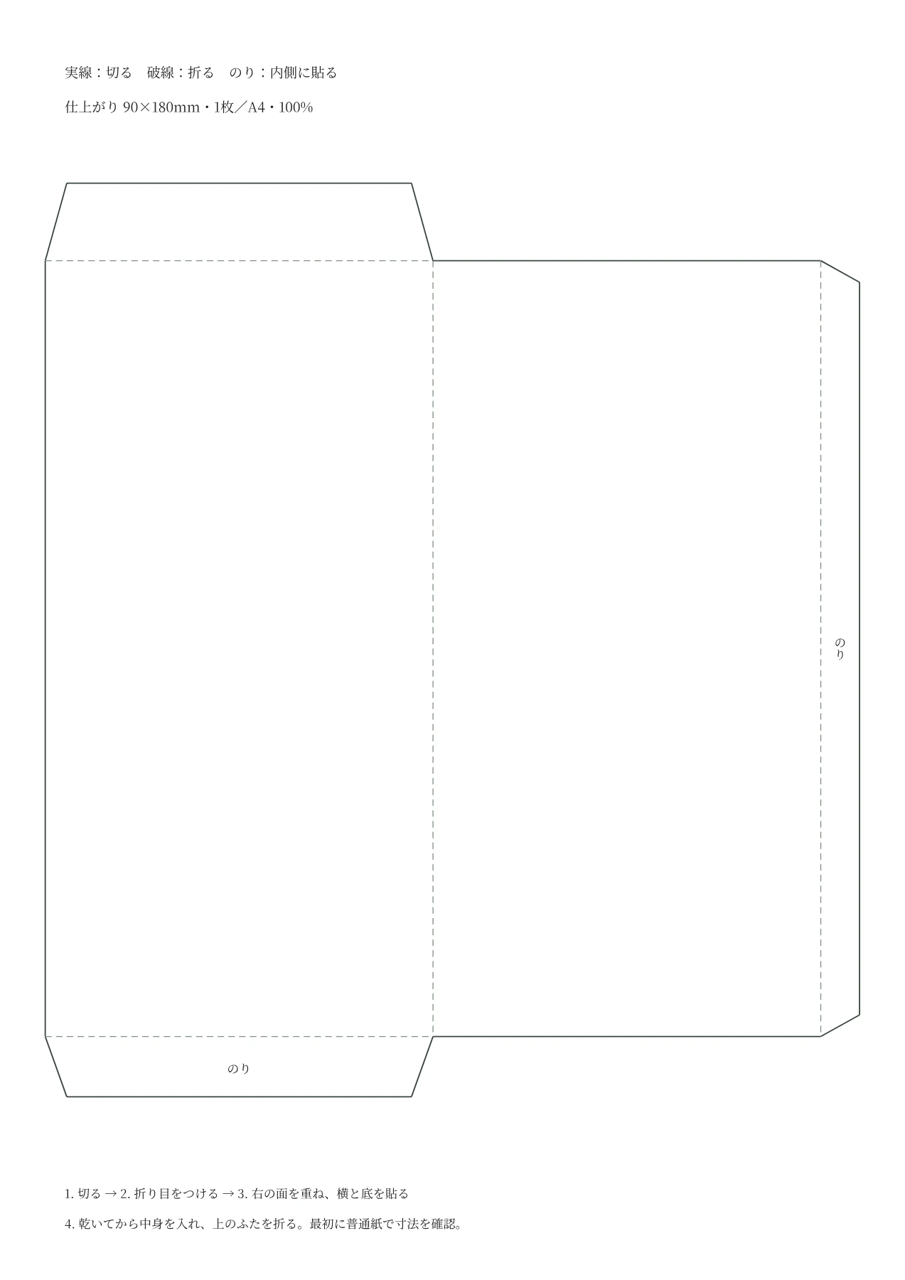 白い封筒・90×180mmの空白PDF・1/1ページ