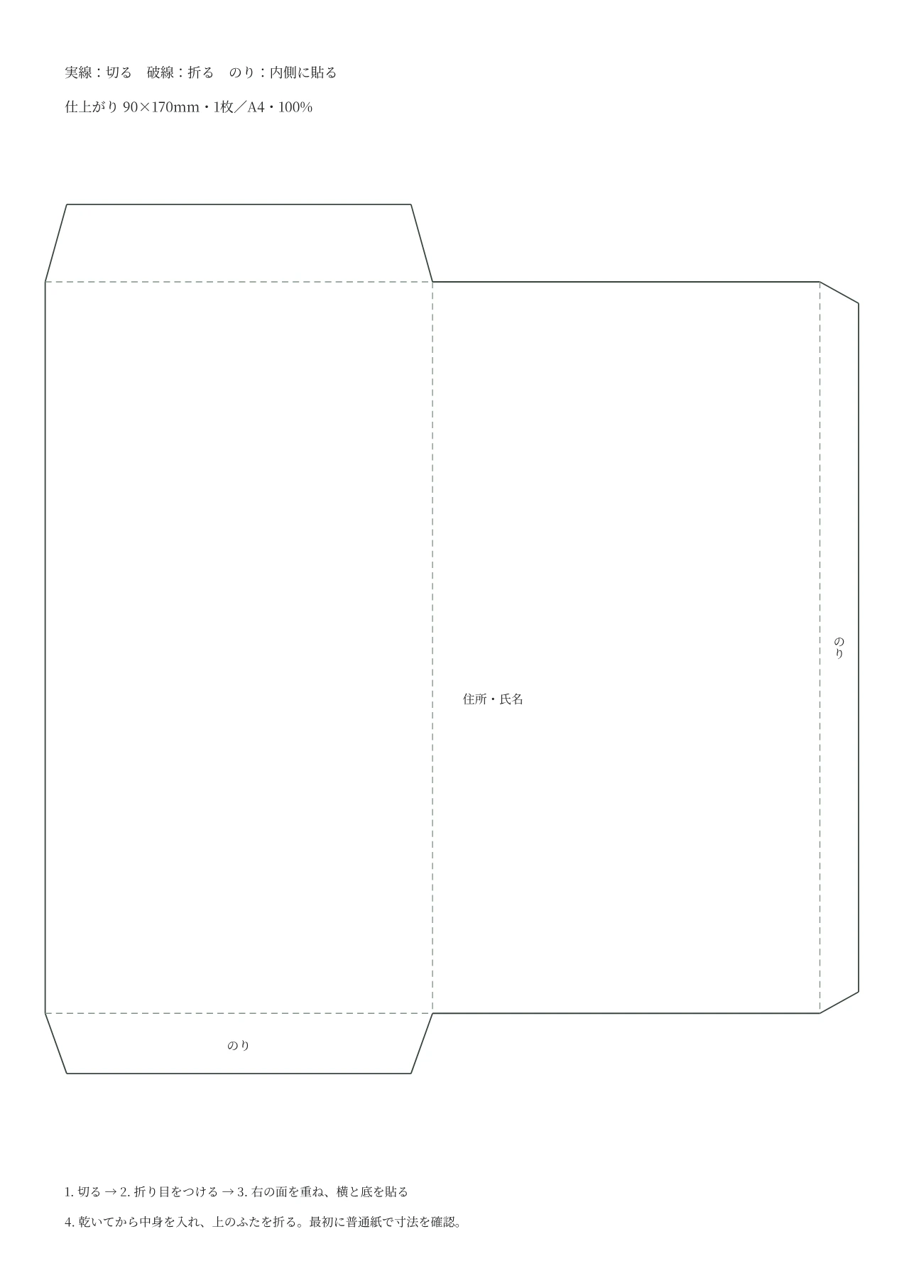 中袋・金額を表にの空白PDF・1/1ページ